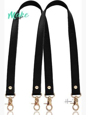 24in Black Leather Replacement Handbag Straps Shoulder Strap with Swivel
